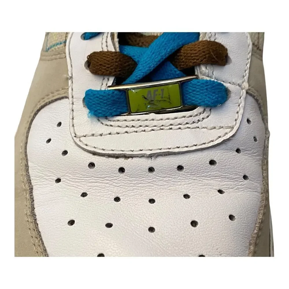 Vtg 2007 Nike Air Force 1 Low 07 Net Plaid 315115-114 Volt Blue Wmns Size 7 Rare